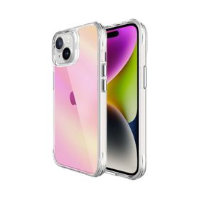 Bix iPhone 15 Pure Rainbow Pembe Çizilmeye Dayanıklı Darbe Emici Renk Geçişli Şeffaf Kılıf