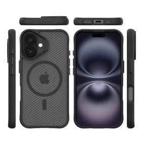 Bix iPhone 16 Carbon Fiber Force Magsafe Anti Şok Teknolojili Kamera ve Ekran Korumalı Kılıf