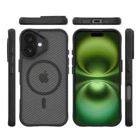 Bix iPhone 16 Plus Carbon Fiber Force Magsafe Anti Şok Teknolojili Kamera ve Ekran Korumalı Kılıf