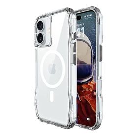 Bix iPhone 16 Plus Octagon Hava Yastıklı Magsafe Maksimum Korumalı Antrasit Kristal Şeffaf Kılıf