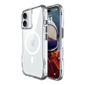 Bix iPhone 16 Plus Octagon Hava Yastıklı Magsafe Maksimum Korumalı Antrasit Kristal Şeffaf Kılıf