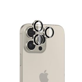 Bix iPhone 16 Pro / 16 Pro Max 9H Gerçek Cam Crystal AR+AF Doğal Titanyum Lens Koruyucu