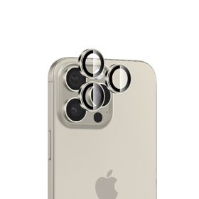 Bix iPhone 16 Pro / 16 Pro Max 9H Gerçek Cam Crystal AR+AF Doğal Titanyum Lens Koruyucu