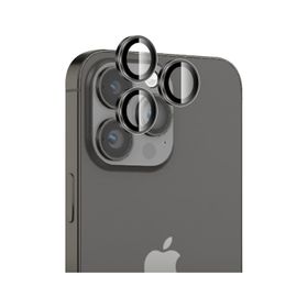 Bix iPhone 16 Pro / 16 Pro Max 9H Gerçek Cam Crystal AR+AF Siyah Titanyum Lens Koruyucu