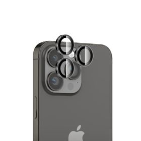 Bix iPhone 16 Pro / 16 Pro Max 9H Gerçek Cam Crystal AR+AF Siyah Titanyum Lens Koruyucu