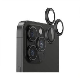 Bix iPhone 16 Pro / 16 Pro Max Safir 3D Kamera Camı 9H Premium Siyah Titanyum Lens Koruyucu