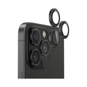 Bix iPhone 16 Pro / 16 Pro Max Safir 3D Kamera Camı 9H Premium Siyah Titanyum Lens Koruyucu