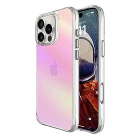 Bix iPhone 16 Pro Max Pure Rainbow Pembe Çizilmeye Dayanıklı Darbe Emici Renk Geçişli Şeffaf Kılıf