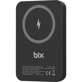 Bix PB112 Siyah 10000 mAh 15W Manyetik Kablosuz ve 20W USB-C Hızlı Şarj Destekli Magsafe QI Uyumlu Mini Powerbank