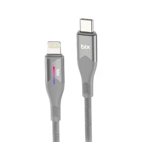 Bix T1CL 27W Ledli 1 mt Gri Type-C Veri Aktarım Şarj Kablosu