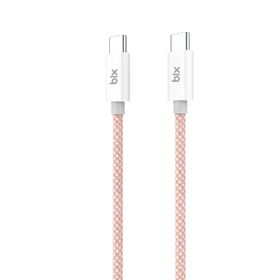 Bix T2CC 60W Ledli 1 mt Pembe Type-C Örgülü PVC Kablo