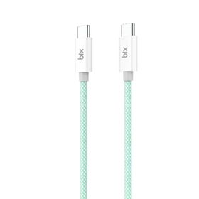 Bix T2CC 60W Ledli 1 mt Yeşil Type-C Örgülü PVC Kablo