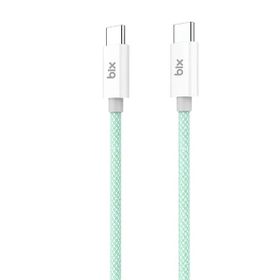 Bix T2CC 60W Ledli 1 mt Yeşil Type-C Örgülü PVC Kablo