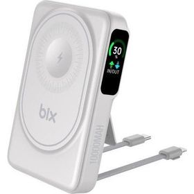 Bix TPB16 10000 mAh 20W PD Hızlı Şarj ve 15W MagSafe Beyaz OLED Ekranlı Manyetik Kablosuz Powerbank