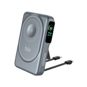 Bix TPB16 10000 mAh 20W PD Hızlı Şarj ve 15W MagSafe Gri OLED Ekranlı Manyetik Kablosuz Powerbank