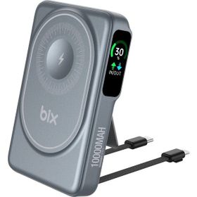 Bix TPB16 10000 mAh 20W PD Hızlı Şarj ve 15W MagSafe Gri OLED Ekranlı Manyetik Kablosuz Powerbank