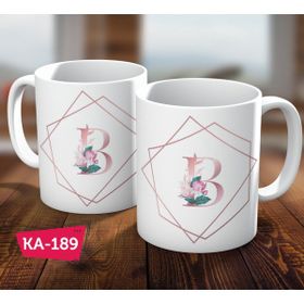 Biz Dijital B Harf Pink Rose Baskılı Hediyelik Kahve Kupa Bardak