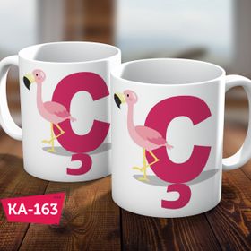 Biz Dijital C Harf Baskılı Filamingo Hediyelik Kahve Kupa Bardak