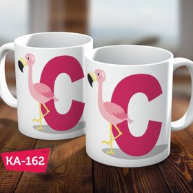 Biz Dijital C Harf Baskılı Filamingo Hediyelik Kahve Kupa Bardak