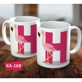 Biz Dijital H Harf Baskılı Filamingo Hediyelik Kahve Kupa Bardak