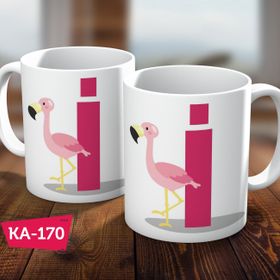 Biz Dijital I Harf Baskılı Filamingo Hediyelik Kahve Kupa Bardak