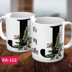 Biz Dijital J Harf Baskılı Hediyelik Kahve Kupa Bardak