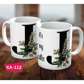 Biz Dijital J Harf Baskılı Hediyelik Kahve Kupa Bardak