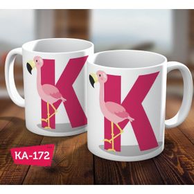 Biz Dijital K Harf Baskılı Filamingo Hediyelik Kahve Kupa Bardak