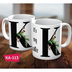 Biz Dijital K Harf Baskılı Hediyelik Kahve Kupa Bardak