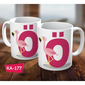 Biz Dijital Ö Harf Baskılı Filamingo Hediyelik Kahve Kupa Bardak