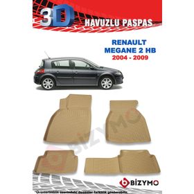 Bizymo Renault Megane 2 Hb 2004-2009 Sonrası 3D Bej Paspas Takımı