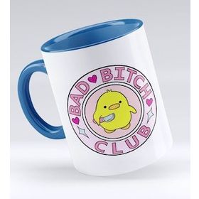 BK 1 Gift Bad Bitch Club Tasarımlı Mavi Beyaz Kupa Bardak