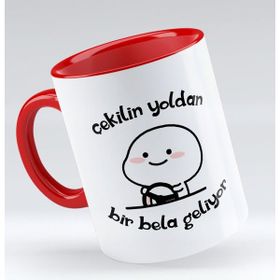 BK 1 Gift Bir Bela Geliyor Tasarımlı Kırmızı Kupa Bardak