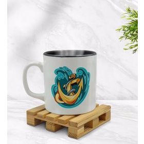 BK 1 Gift Çapa Tasarımlı İçi Siyah Renkli Kupa Bardak