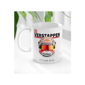 BK 1 Gift F1 Verstappen Tasarımlı Beyaz Kupa Bardak