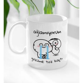 BK 1 Gift Gözüme Toz Kaçtı Tasarımlı Beyaz Kupa Bardak