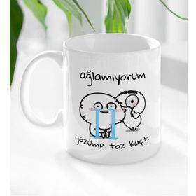 BK 1 Gift Gözüme Toz Kaçtı Tasarımlı Beyaz Kupa Bardak