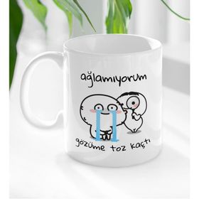 BK 1 Gift Gözüme Toz Kaçtı Tasarımlı Beyaz Kupa Bardak