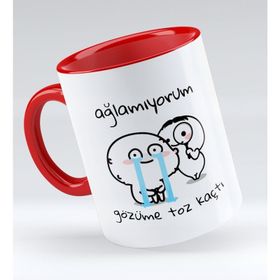 BK 1 Gift Gözüme Toz Kaçtı Tasarımlı Kırmızı Kupa Bardak