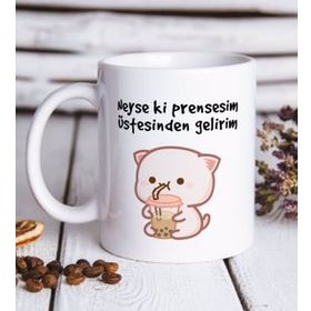 BK 1 Gift Neyse Ki Prensesim Tasarımlı Beyaz Kupa Bardak