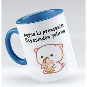 BK 1 Gift Neyse Ki Prensesim Tasarımlı Mavi Kupa Bardak