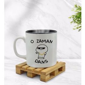 BK 1 Gift O Zaman Dans Tasarımlı İçi Siyah Beyaz Renkli Kupa Bardak