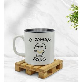 BK 1 Gift O Zaman Dans Tasarımlı İçi Siyah Beyaz Renkli Kupa Bardak