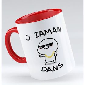 BK 1 Gift O Zaman Dans Tasarımlı Kırmızı Beyaz Kupa Bardak