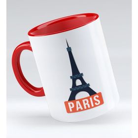 BK 1 Gift Paris Tasarımlı Kırmızı Kupa Bardak
