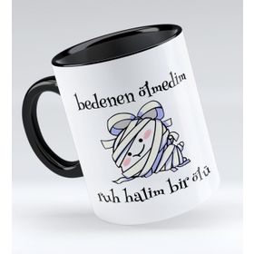 BK 1 Gift Ruh Halim Bir Ölü Tasarımlı Siyah Kupa Bardak
