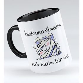 BK 1 Gift Ruh Halim Bir Ölü Tasarımlı Siyah Kupa Bardak