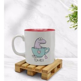 BK 1 Gift Tea Rex Tasarımlı İçi Kırmızı Beyaz Renkli Kupa Bardak