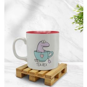 BK 1 Gift Tea Rex Tasarımlı İçi Kırmızı Beyaz Renkli Kupa Bardak
