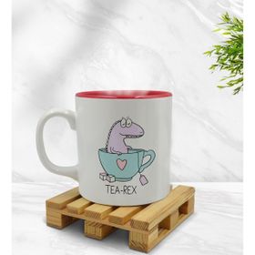 BK 1 Gift Tea Rex Tasarımlı İçi Kırmızı Beyaz Renkli Kupa Bardak